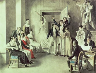 De familie van Franz Peter Schubert (1797-1828) speelt spelletjes